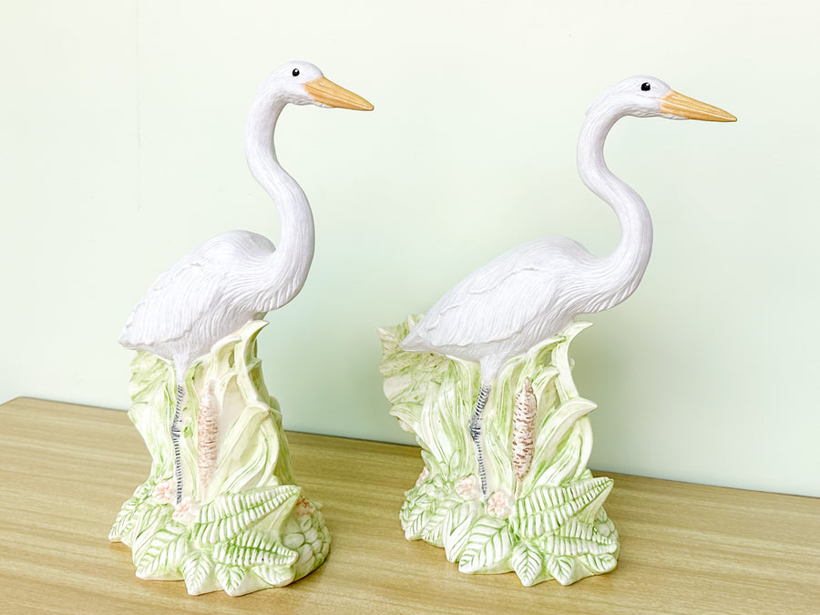 Pair of Old Florida Egret Statues