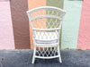 Set of Six White Rattan Dining Chairs