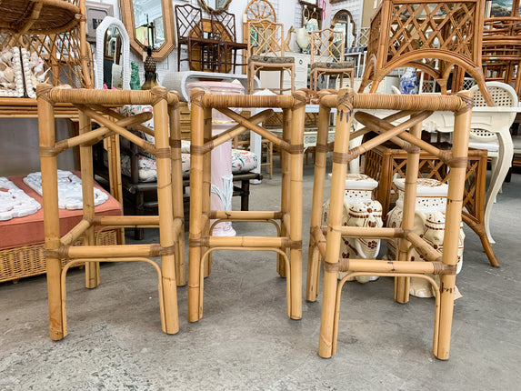 Set of Three Palecek Bamboo Bar Stools