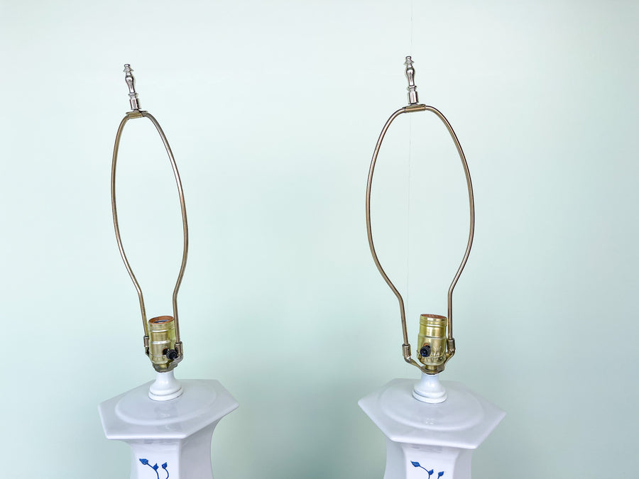 Pair of Blue and White Floral Icing Lamps