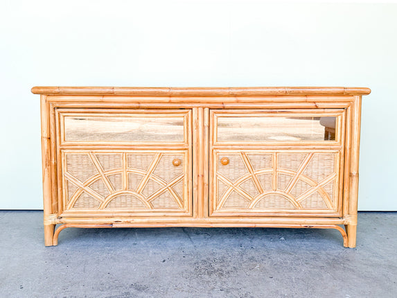 Sunburst Rattan Credenza