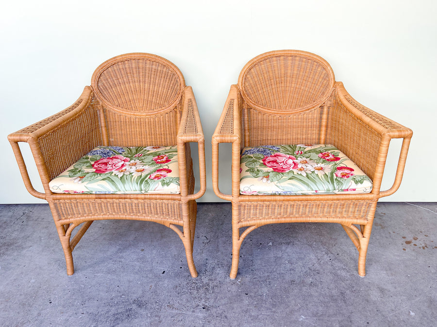 Pair of Wicker Chic Arm Chairs