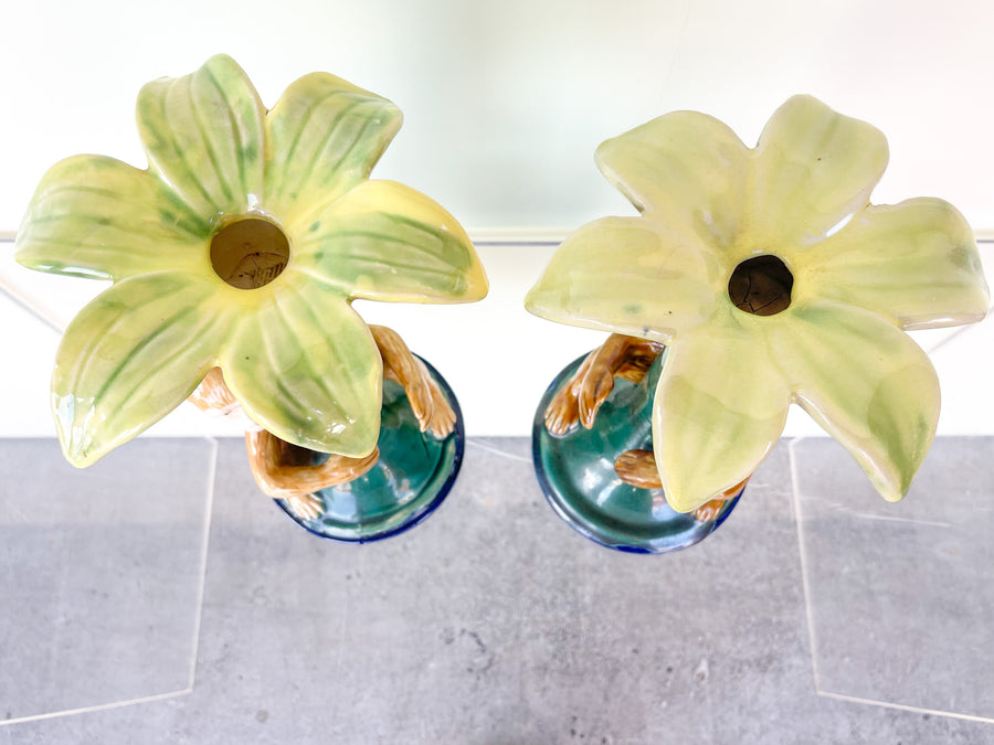 Pair of Whimsical Monkey Candlesticks