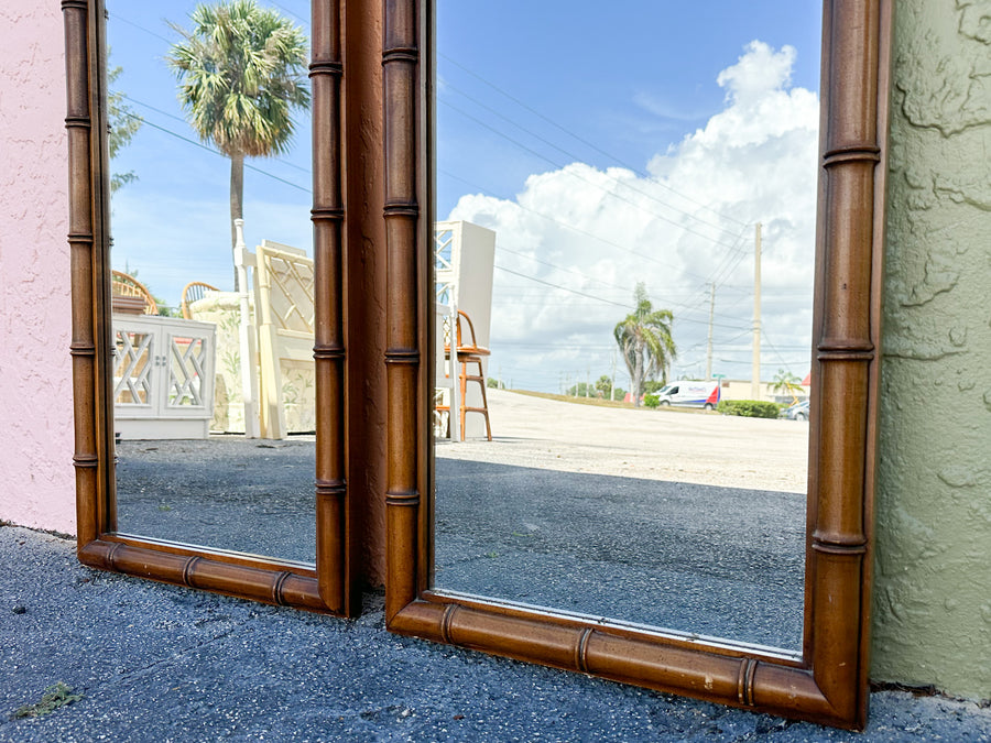 Pair of Faux Bamboo Chippendale Mirrors