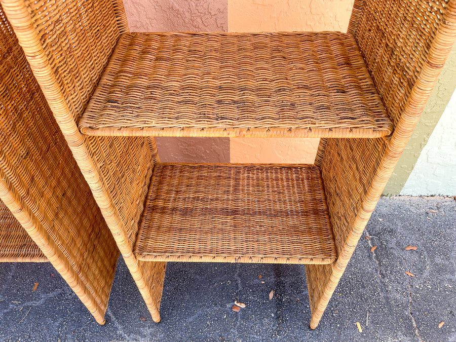 Pair of Island Style Wicker Etageres