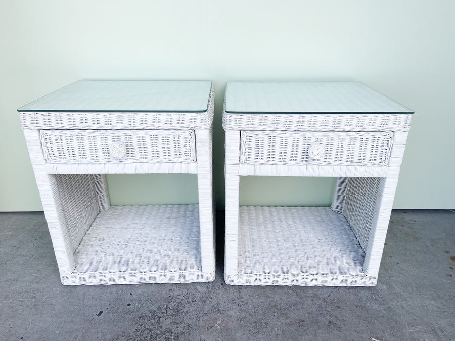 Pair of Sweet Wicker Nightstands