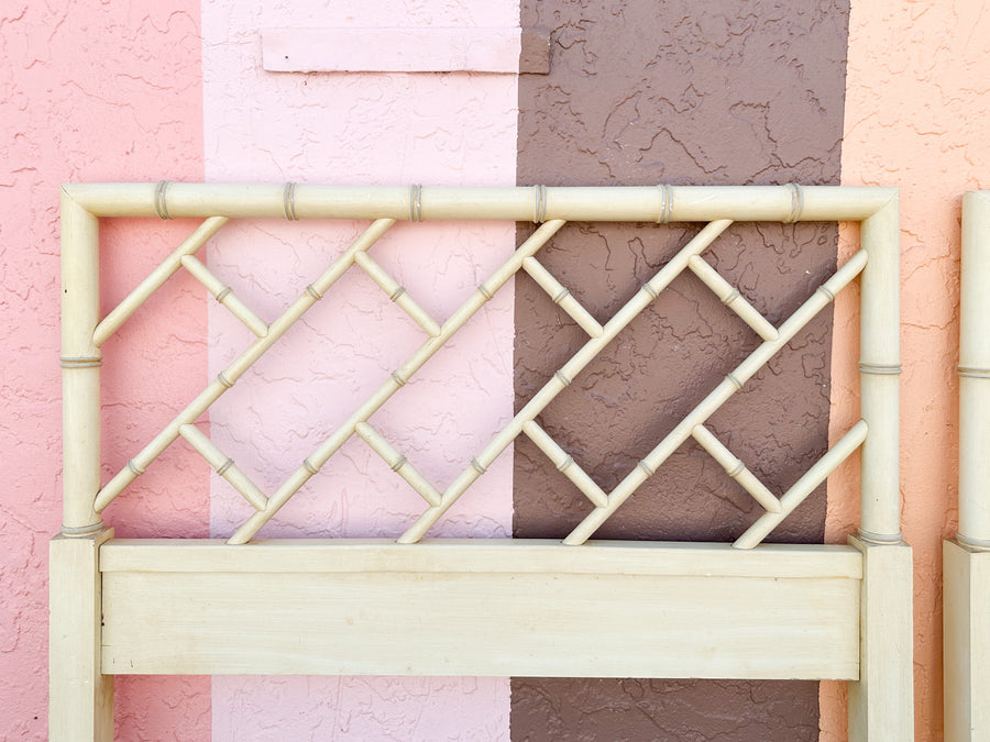 Pair of Faux Bamboo Chippendale Twin Headboards