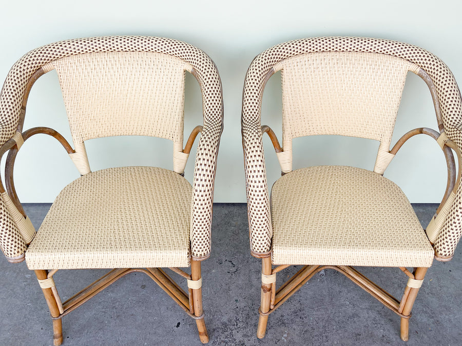 Pair of Maison Drucker Rattan Bistro Chairs