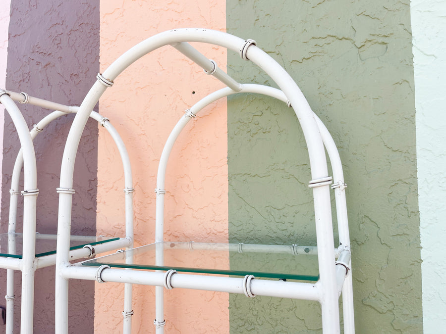 Pair of Faux Bamboo Metal Etageres