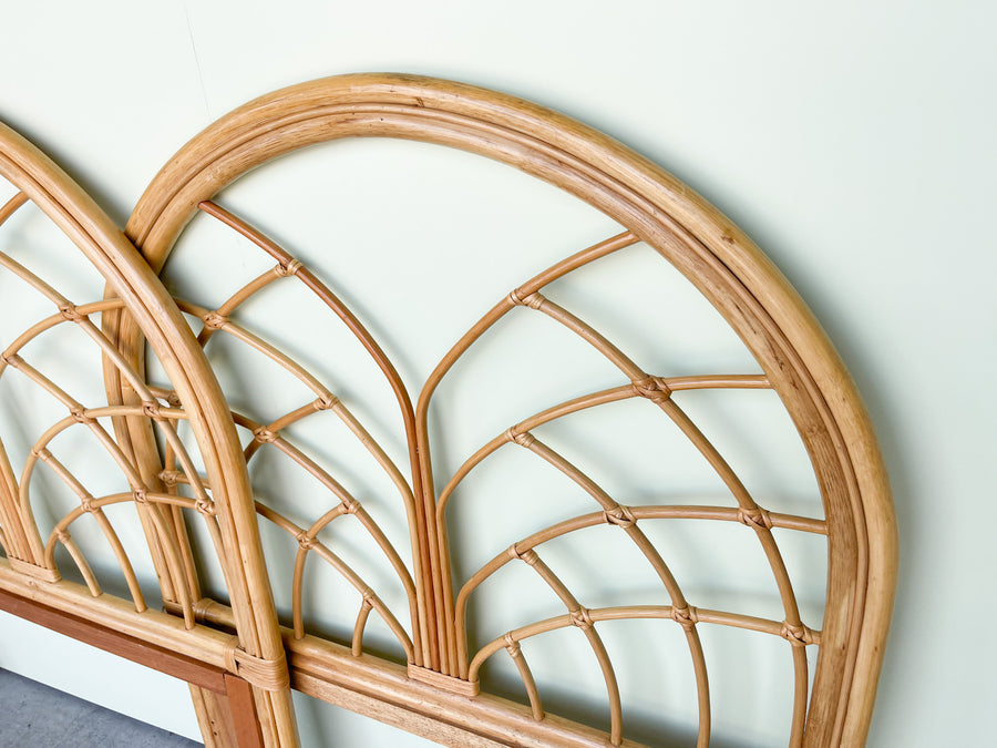 Pair of Arch Rattan Twin Headboards