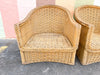 Pair of Braided Rattan Lounge Chairs