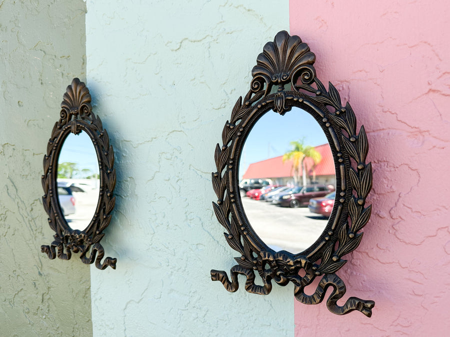 Pair of Petite Brass Bow Mirrors