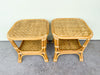 Pair of Woven Rattan Side Tables