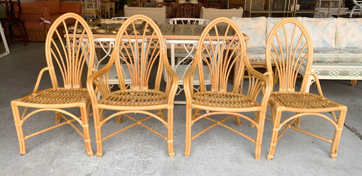 Set of Four Rattan Islandy Back Chairs