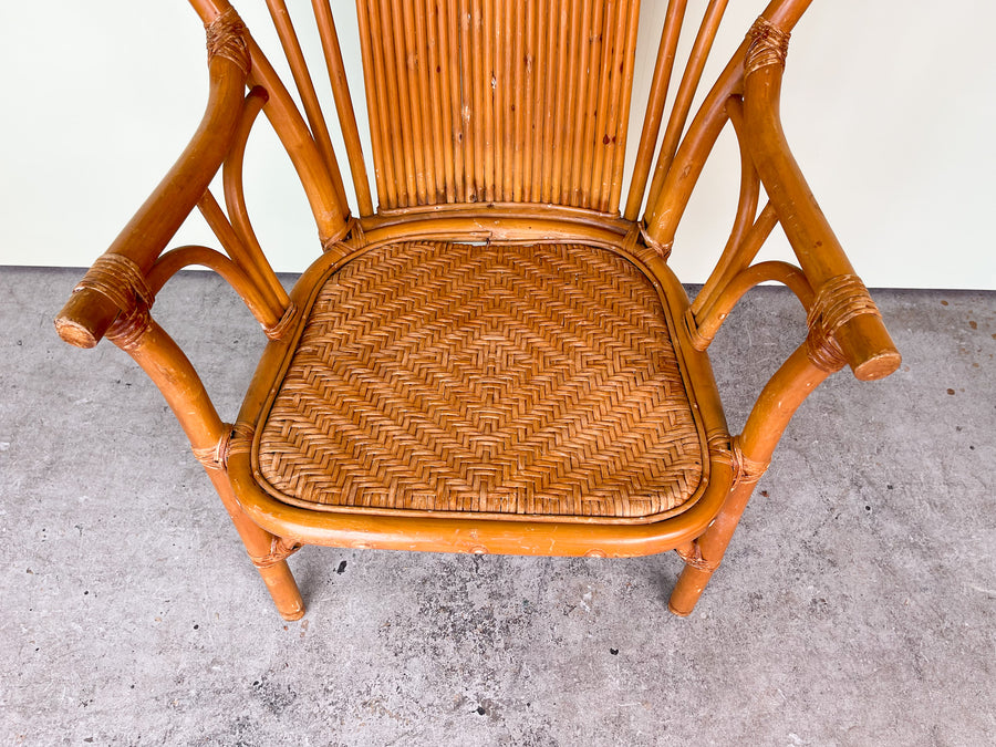 Old Florida Rattan Fan Back Chair