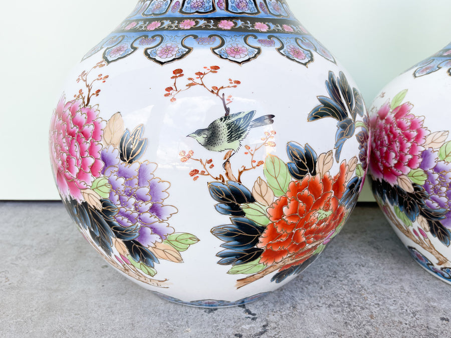 Pair of Huge Floral Vases