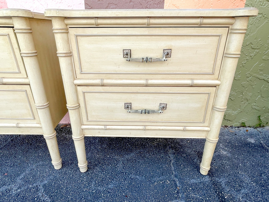 Pair of Faux Bamboo Nightstands