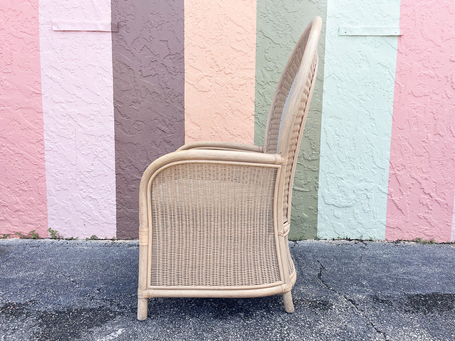 Pair of Island Chic Fan Back Rattan Chairs