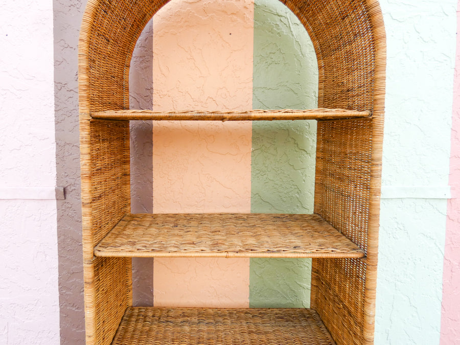 Large Rattan Arch Etagere