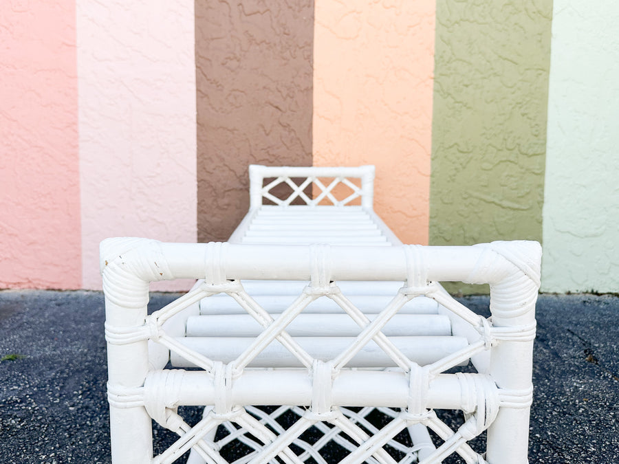 Palm Beach Chic Rattan Lattice Bench