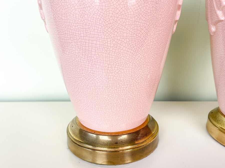 Pair of Pink Chic Crackle Lamps
