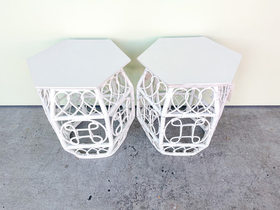 Pair of Wicker Chic Side Tables