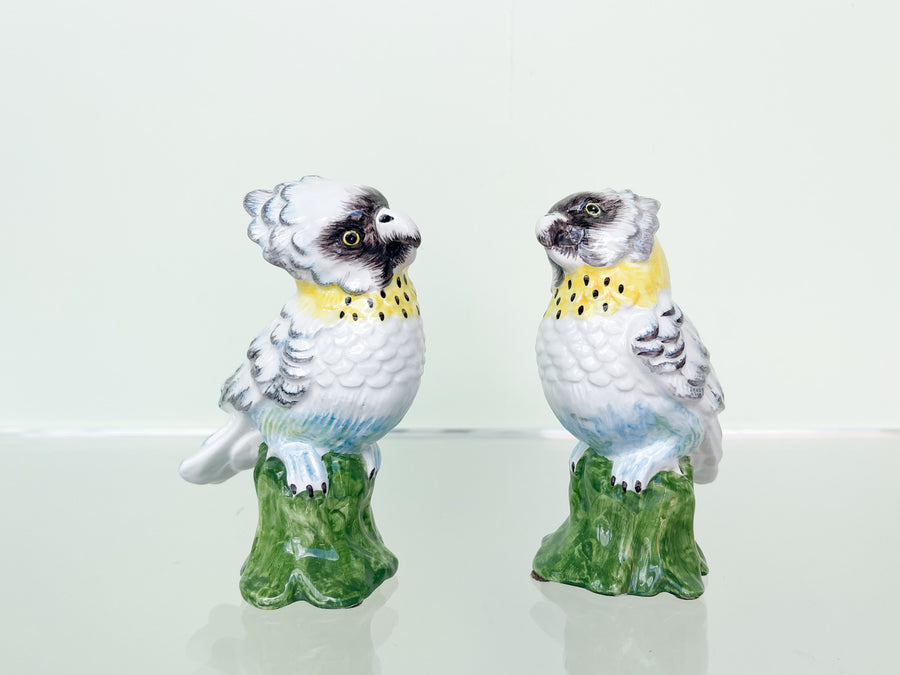 Pair of Petite Italian Ceramic Parakeets