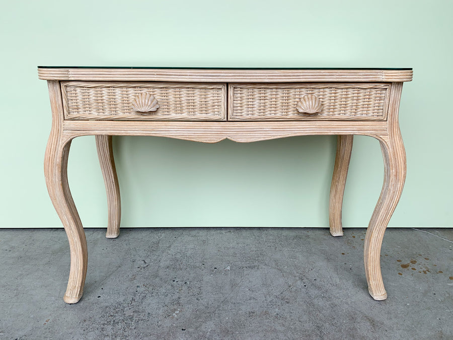 Shellegance Rattan Desk and Chair