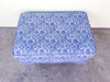 Blue and White Forever Upholstered Ottoman