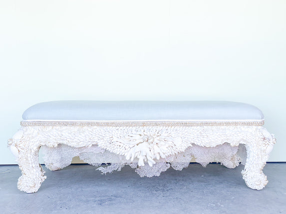 Custom Shell Encrusted Ottoman