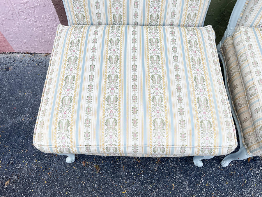 Pair of Granny Chic Upholstered Slipper Chairs