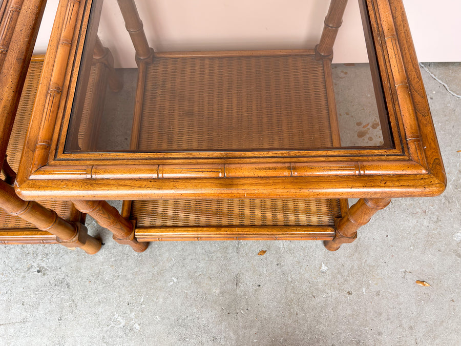 Pair of Faux Bamboo End Tables