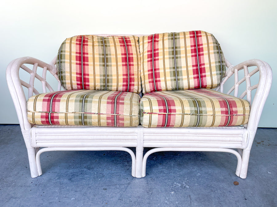 Painted Rattan Settee