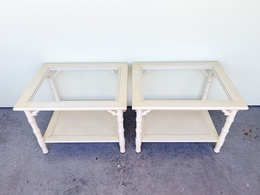 Pair of Faux Bamboo Fretwork Side Tables