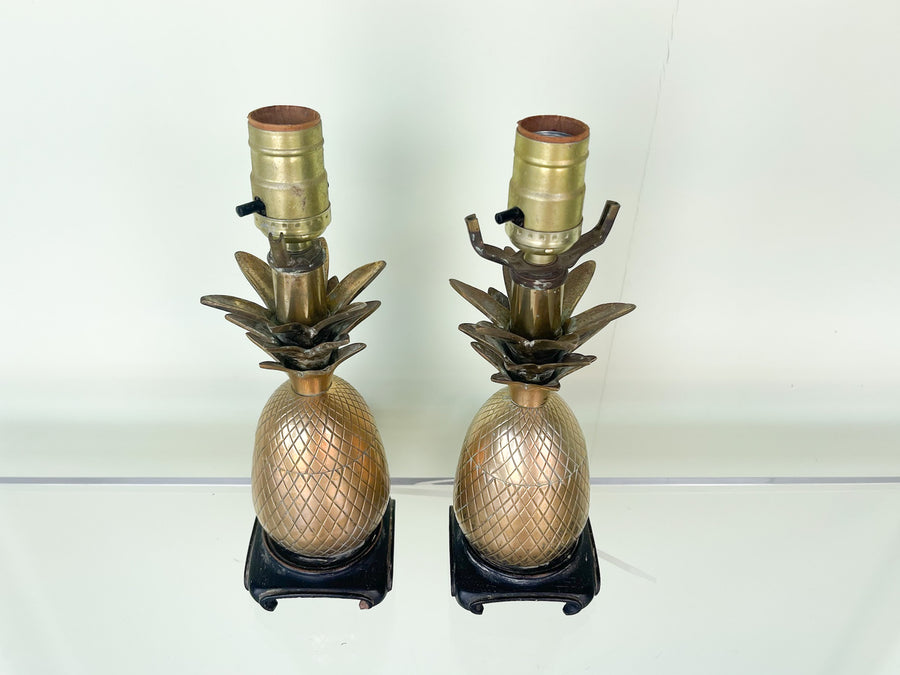 Pair of Petite Brass Pineapple Lamps