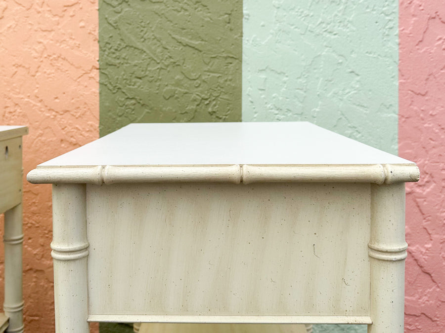 Pair of Thomasville Faux Bamboo Nightstands