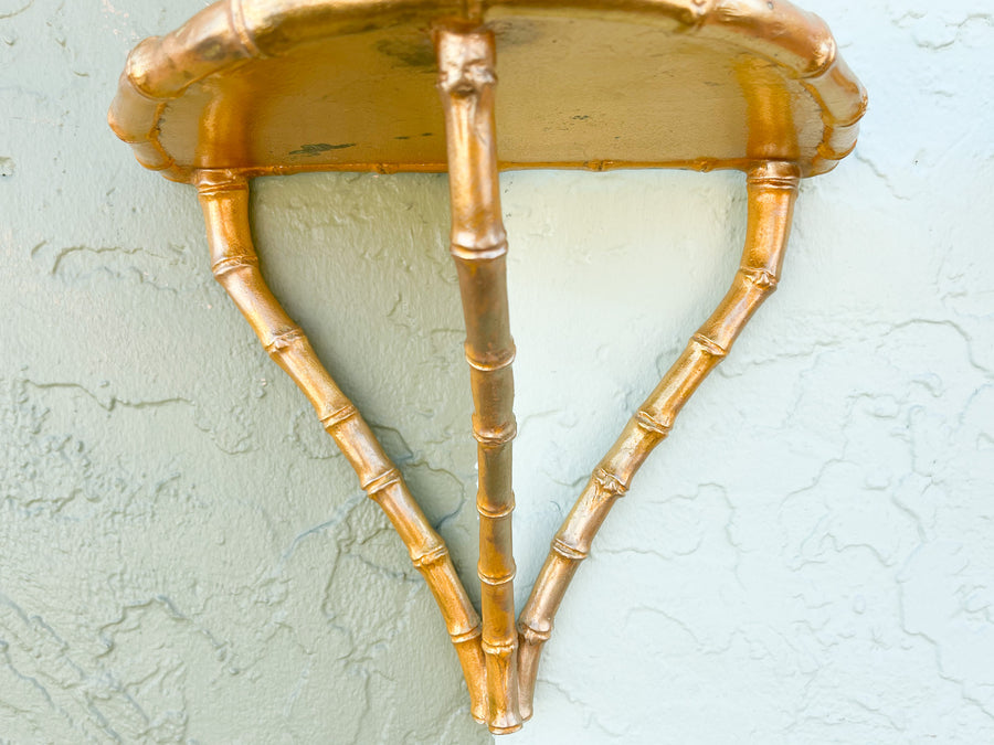 Pair of Modern Faux Bamboo Wall Shelves