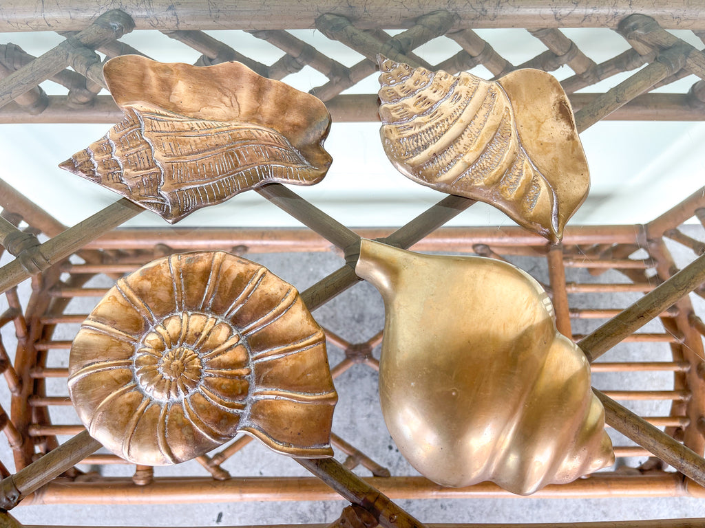 Set of Four Brass Seashells Wall Art