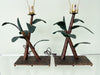 Pair of Metal Banana Leaf Lamps