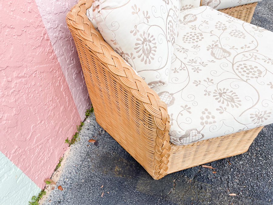 Pair of Braided Rattan Hex Chairs