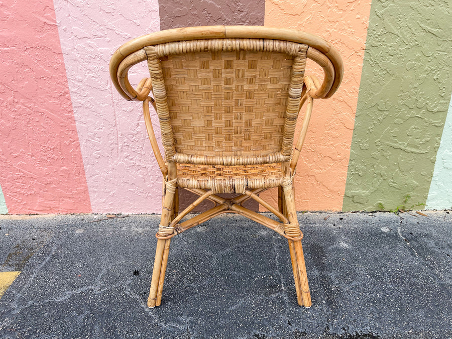 Pair of Woven Rattan Arm Chairs