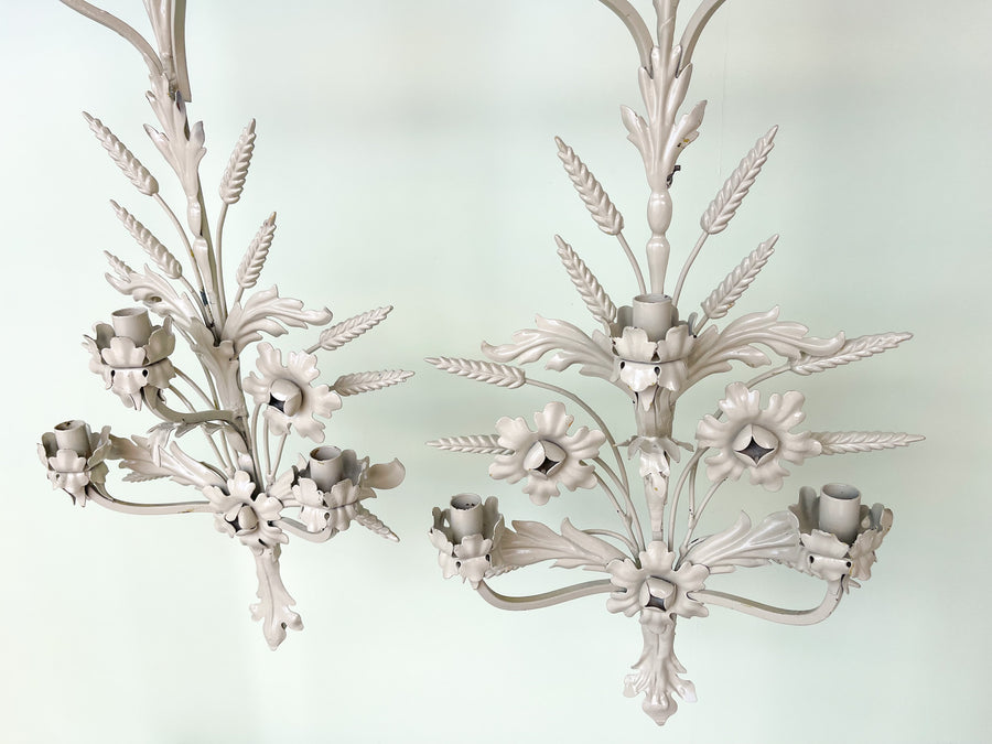 Pair of Floral Metal Wall Sconces