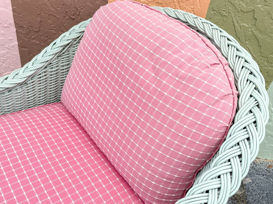 Pair of Preppy Braided Rattan Lounge Chairs