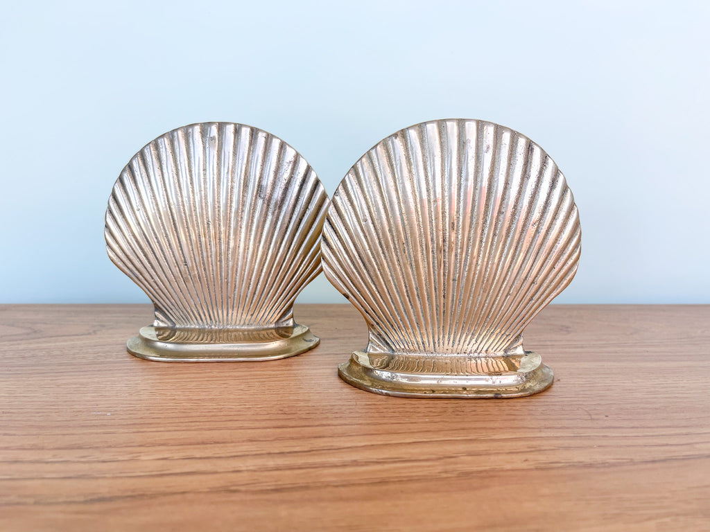 Beautiful Fine Quality Solid Brass Carolina Clam Shell Bookends