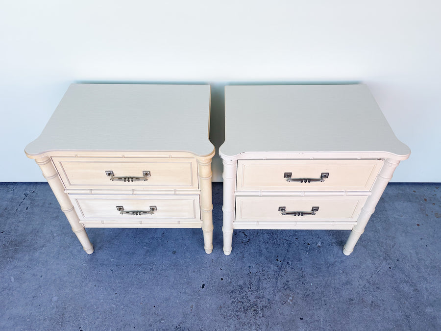 Pair of Faux Bamboo Henry Link Nightstands