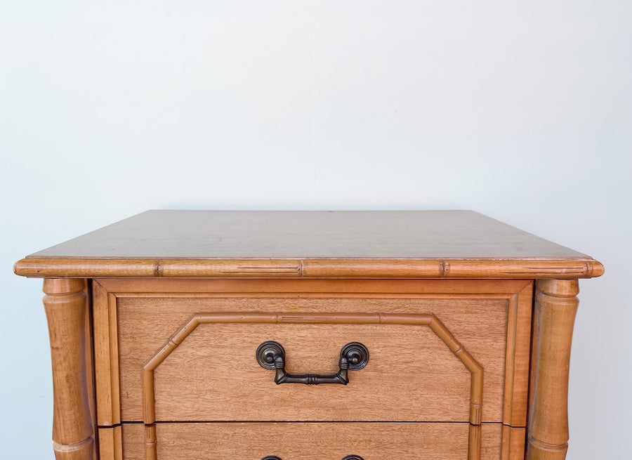 Pair of Natural Faux Bamboo Nightstands