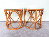 Pair of Island Style Rattan Drum Tables