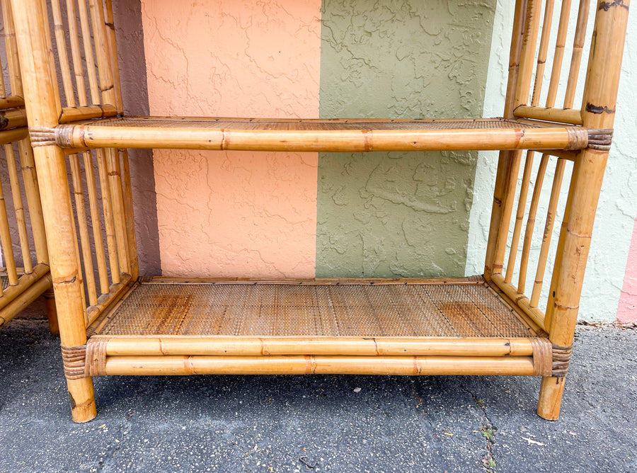 Pair of Island Style Rattan Etageres