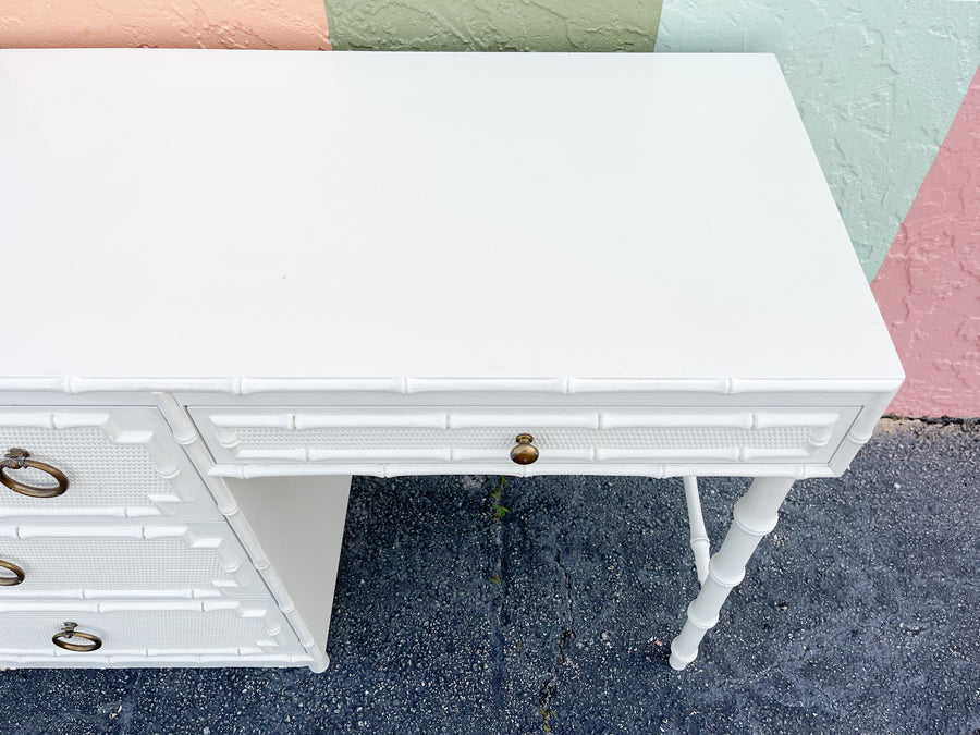 Kips Bay Show House Faux Bamboo Omega Desk and Chair
