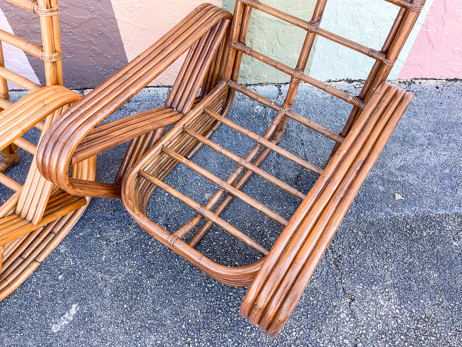 Pair of Frankl Style Rattan Pretzel Chairs